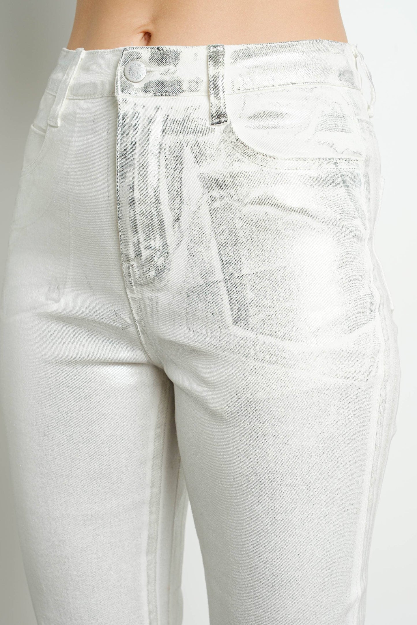 MABEL METALIC STRETCH DENIM PANTS