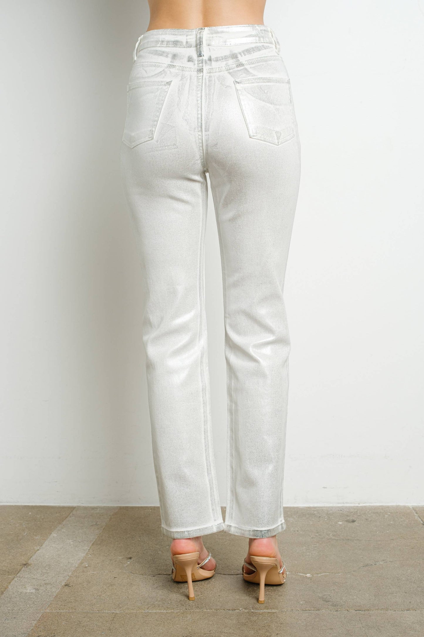MABEL METALIC STRETCH DENIM PANTS