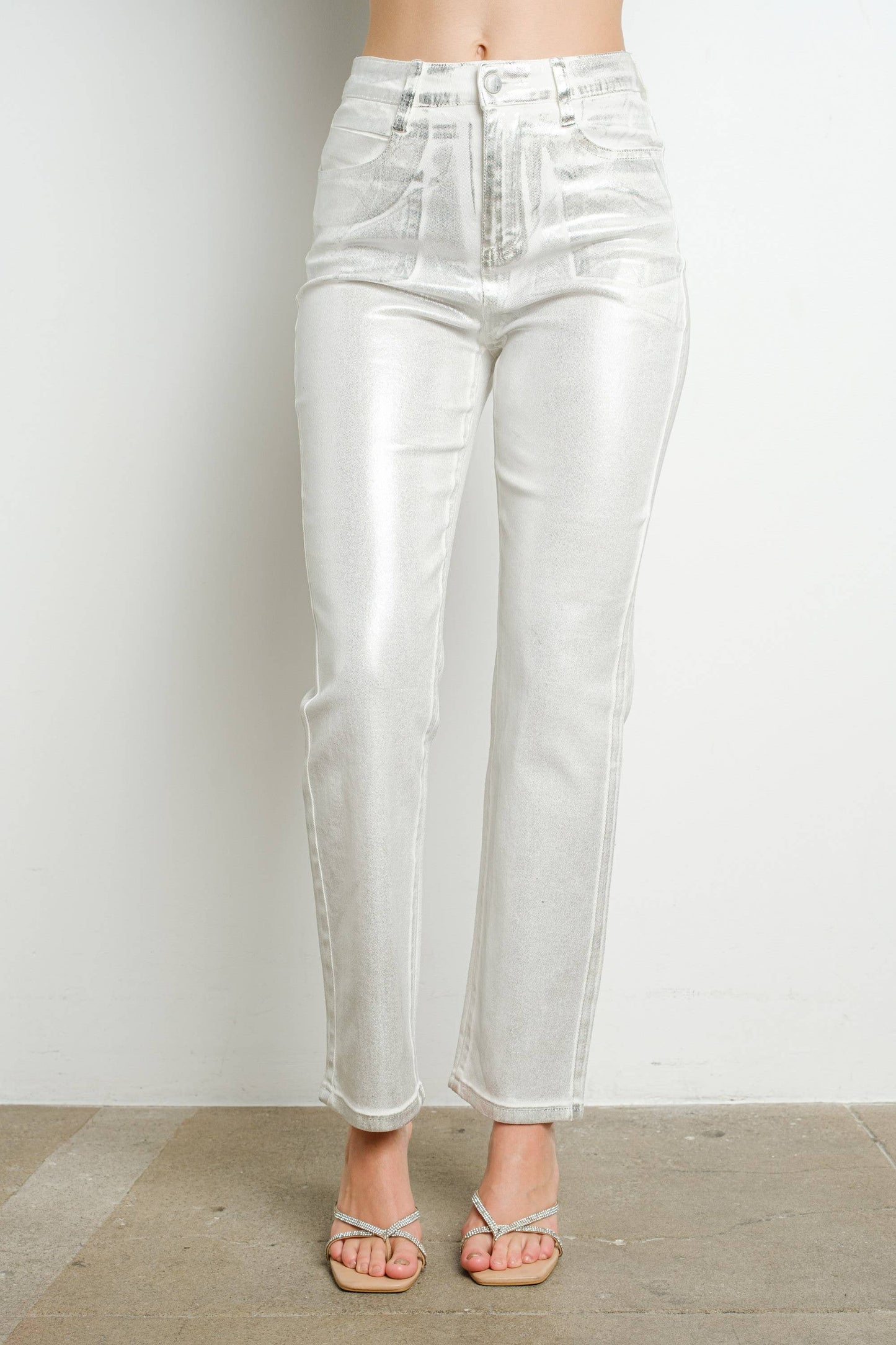 MABEL METALIC STRETCH DENIM PANTS