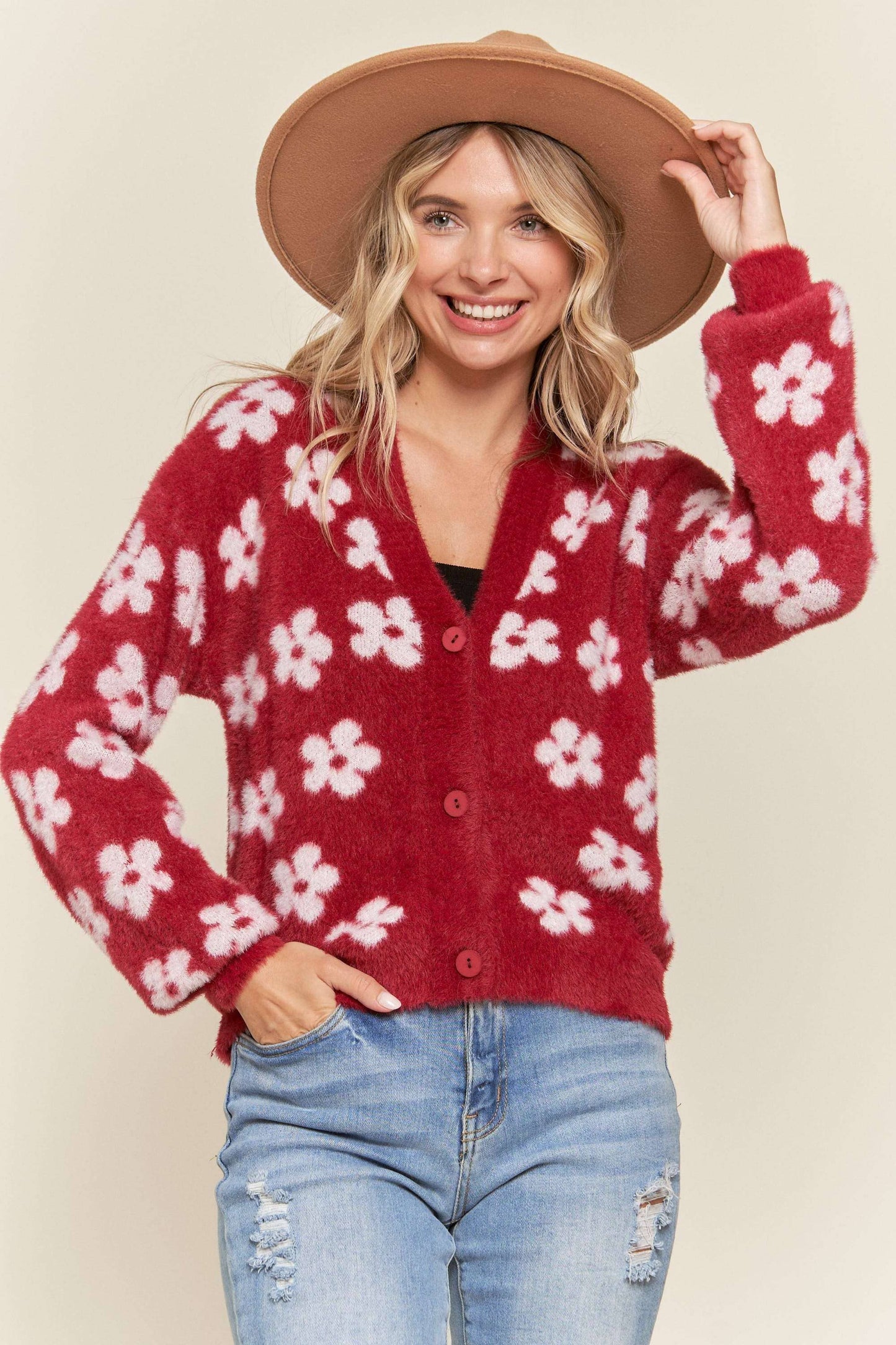 MAE FUZZY SWEATER CARDIGAN