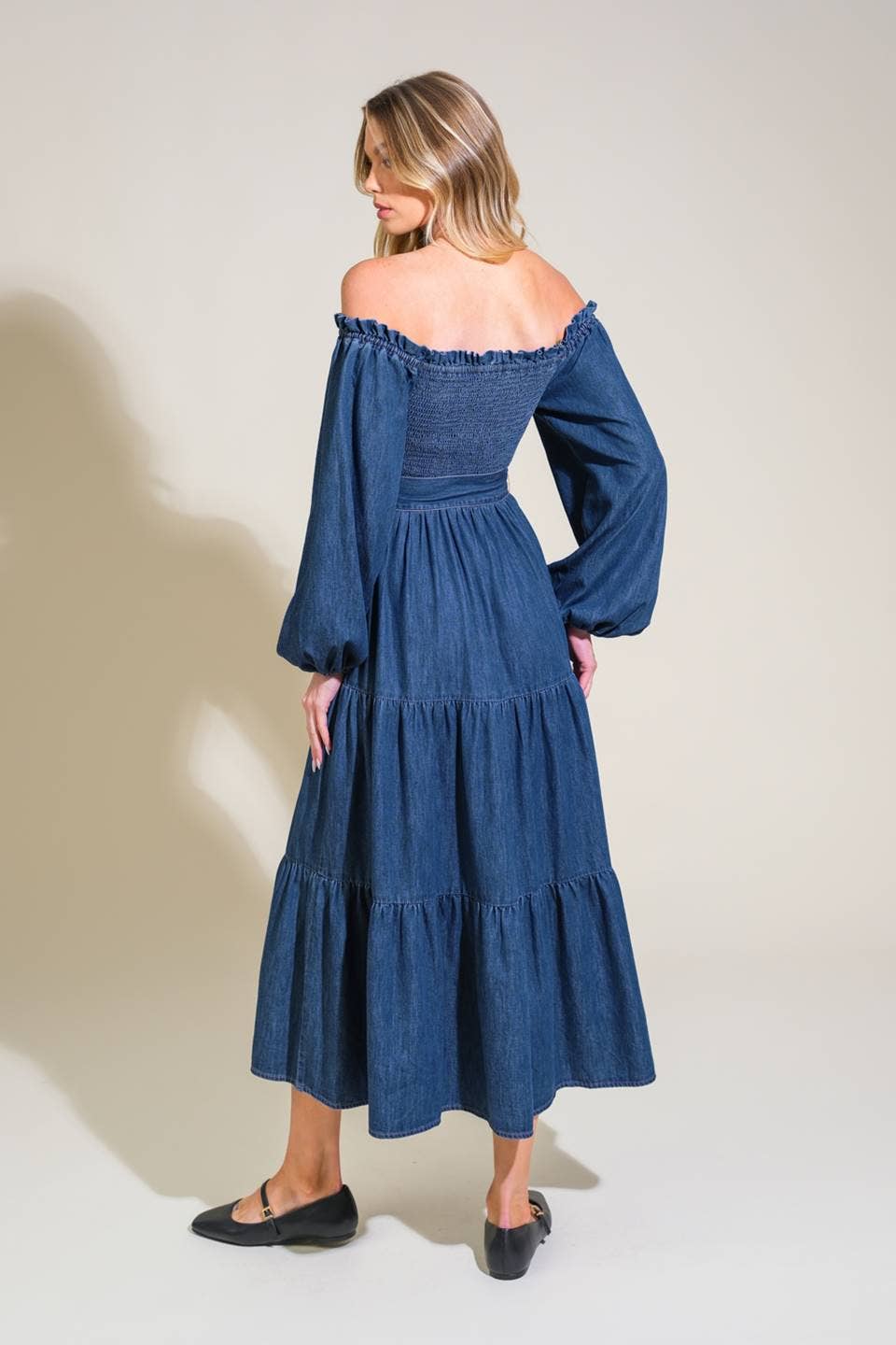 LUNA DENIM MIDI DRESS