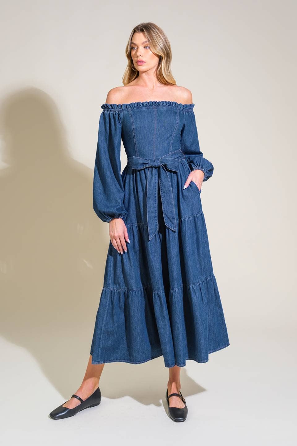 LUNA DENIM MIDI DRESS