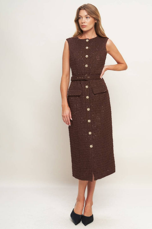 Delaney Tweed Midi Dress