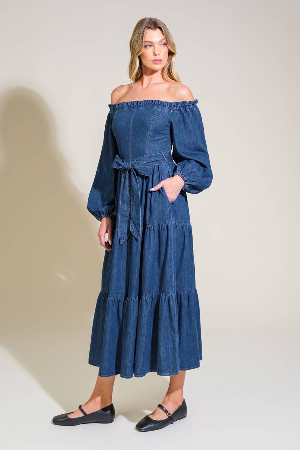 LUNA DENIM MIDI DRESS